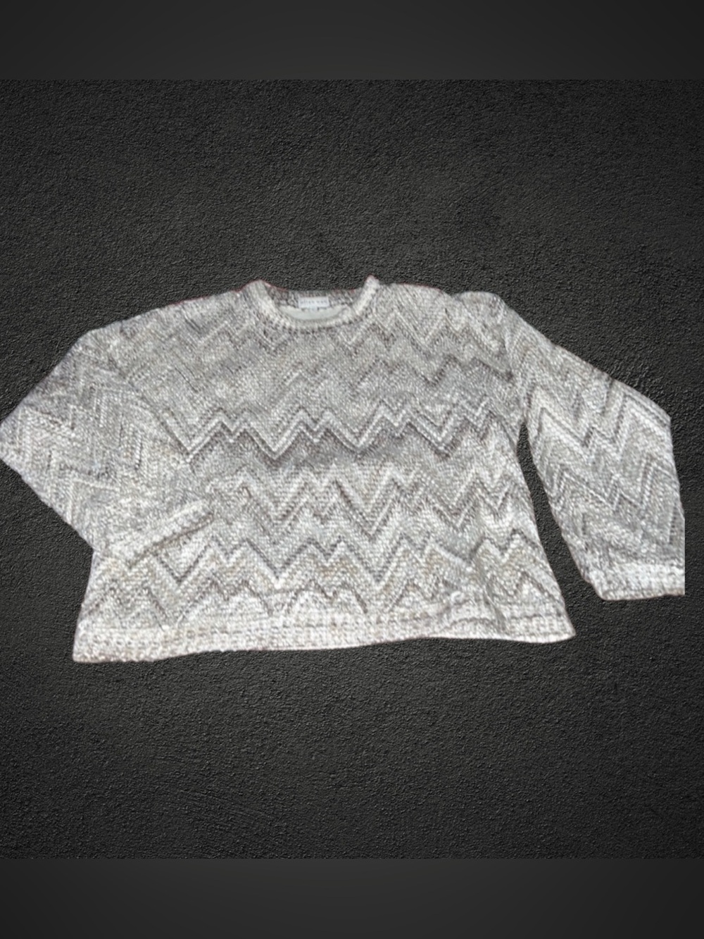 Allen Wah Pull Over Cotton Lined Sweater Zig Zag Design Made in USA Size Large